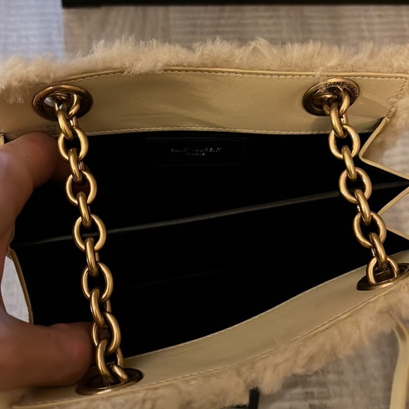 Saint Laurent Le Maillon Genuine Shearling Crossbody Bag NEW - Picture 11 of 13
